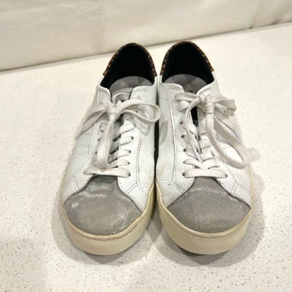 One Footwear White Sneaker with Silver and Leopard. Size 8 - Picture 1 of 7